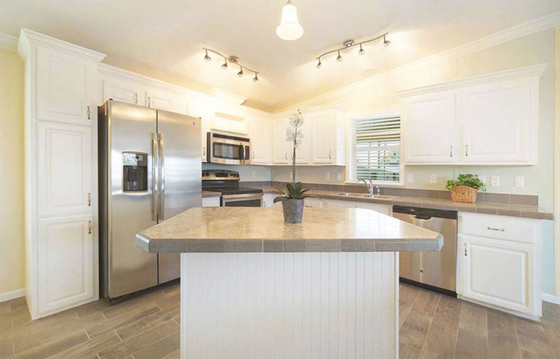 Kitchen with White Cabinets and a Kitchen Island
