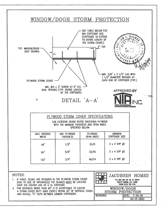 Storm door and window protection instructions for A-A homes