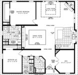 Triple wide floor plan, two bedrooms, two baths, Living room, Den, large dining room, kitchen and laundry room