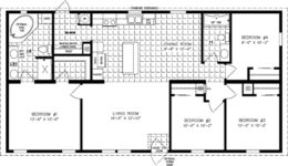 Double wide floor plan with 4 bedrooms, 2 baths, living room, dining room, kitchen and laundry room