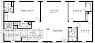 Double wide floor plan with 3 bedrooms, 2 baths, living room, dining room, kitchen, morning room and laundry room