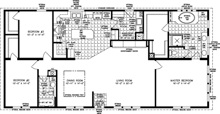 Double wide floor plan with 3 bedrooms, 2 baths, living room, dining room, kitchen with walk in pantry and laundry room