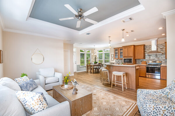 Living room, Dining room and Kitchen