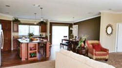 Interior photo of living room and kitchen