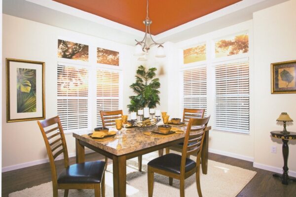 Dining room with recessed tray ceiling