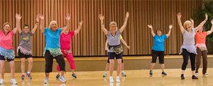 Exercise class in the clubhouse