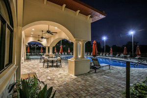 Patio area overlooking the pool