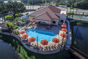 Arial view of the Clubhouse and swimming pool
