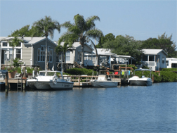 Water front home with boat docks