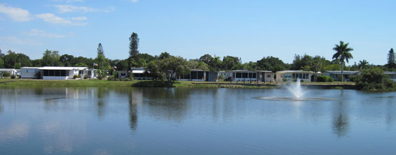 lake with fountain