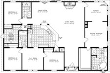 Triple wide floor plan, 4 bedrooms, 3 baths, living room, dining room, retreat, play room and laundry room