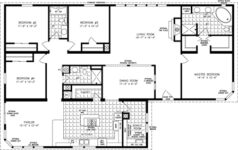triple wide floor plan, 4 bedrooms, 3 baths, living room, dining room, parlor, kitchen and laundry room