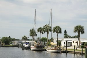 Boats docked by resident homes
